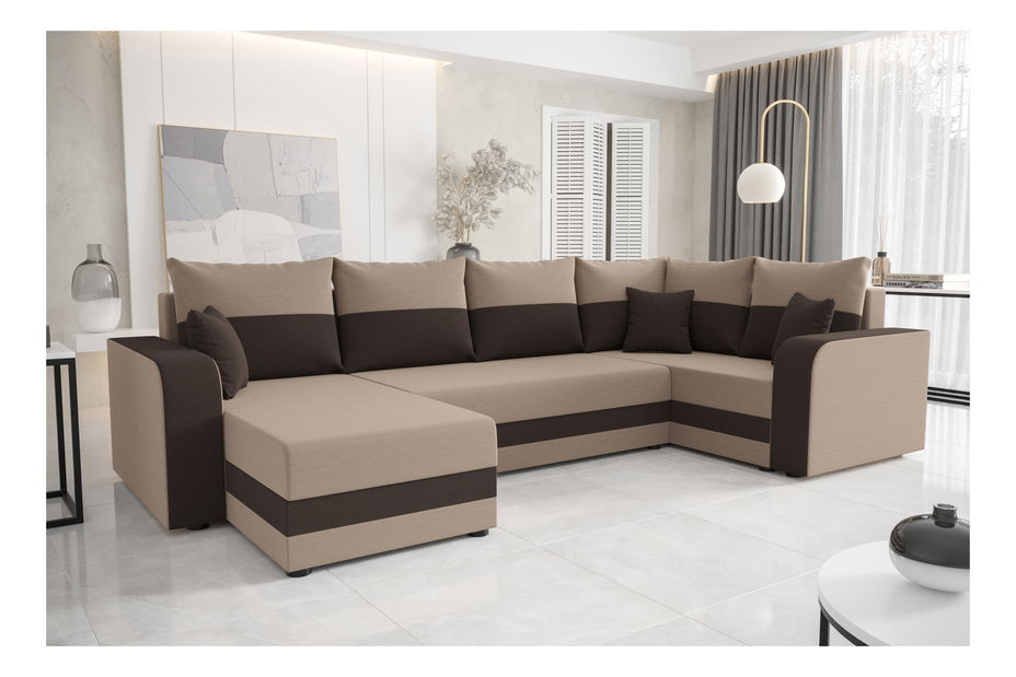 U alakú sarokkanapé Harmony Long (bézs + sötétbarna) (J)