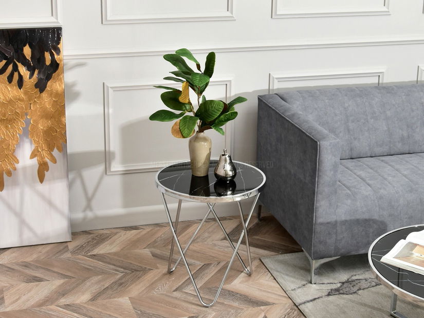 Măsuță de cafea Armin S (marmură neagră + crom)