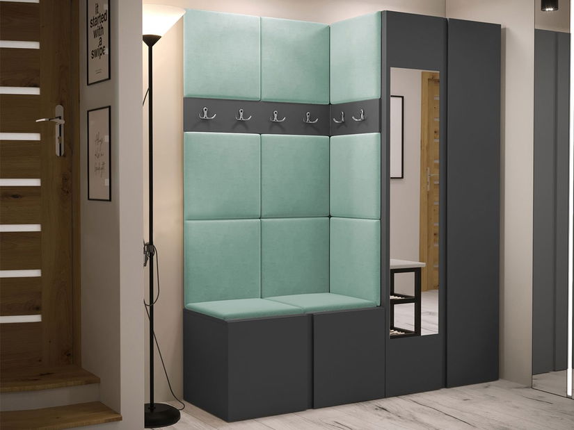 Előszoba Tovenaz XII (grafit + világoszöld) (tükörrel)