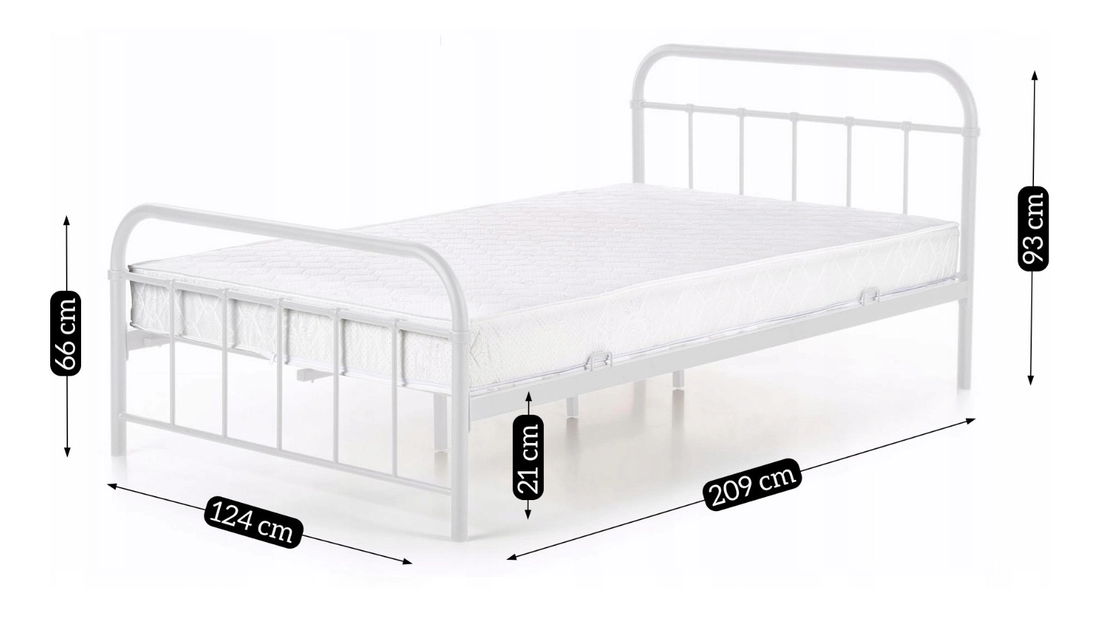 Metalni krevet 120 cm Pavot (bijela) (s podnicom)