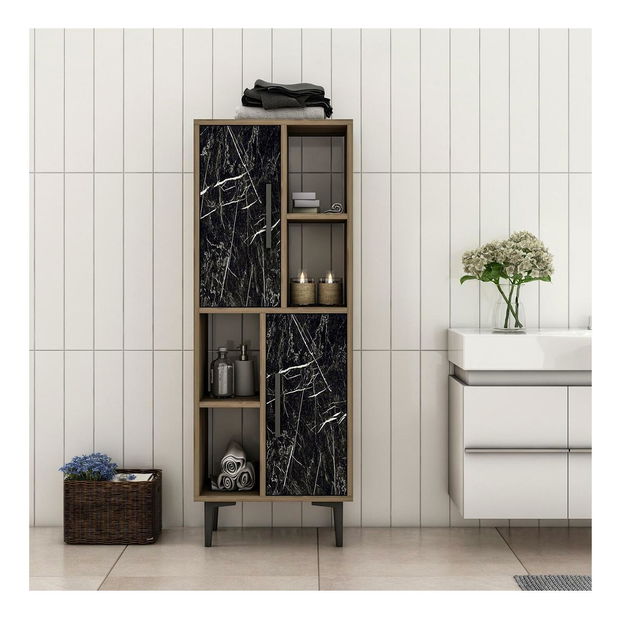 Regál Lonadi (orech + mramor čierny) 