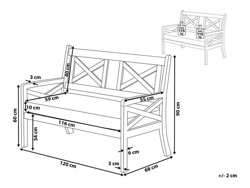 Bancă de grădină Balet (albastru închis)