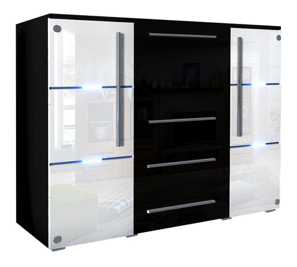 Komoda Bridget (biely lesk + čierny lesk)