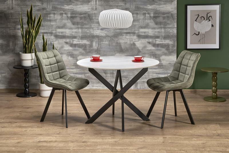 Étkezőasztal Edgaro 2 (fehér márvány + fekete) (4 személy számára)