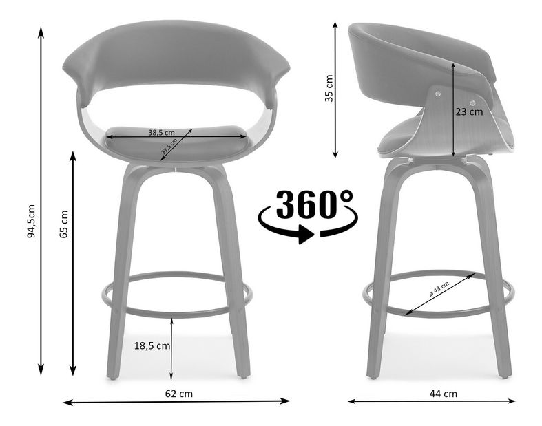 Scaun bar Elynah 65 (negru + stejar)