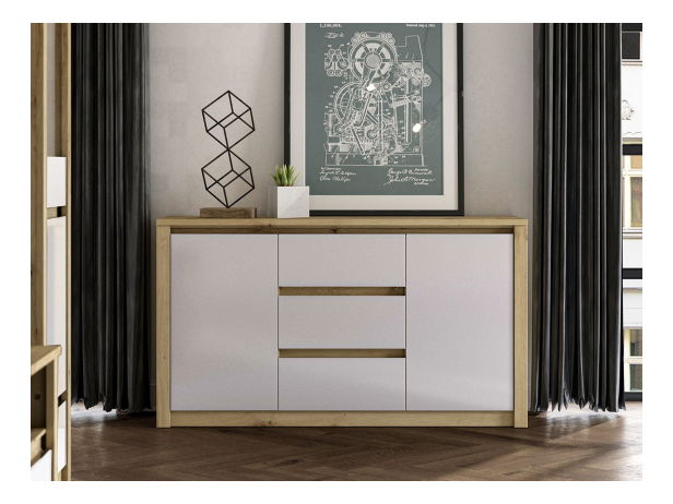 Komoda K2DP Nicenna NC02 (dub artisan + biela) *výpredaj