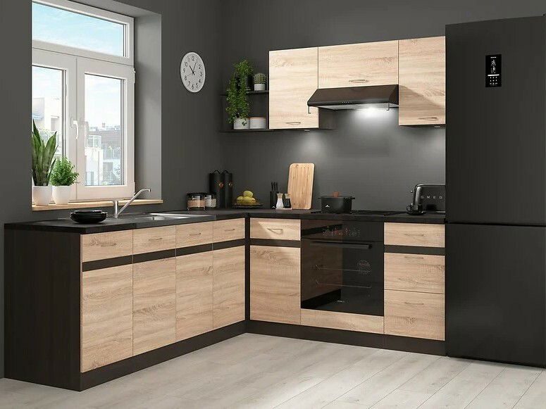 Kutna kuhinja Junona Line 200 + 220 cm (wenge + hrast sonoma)