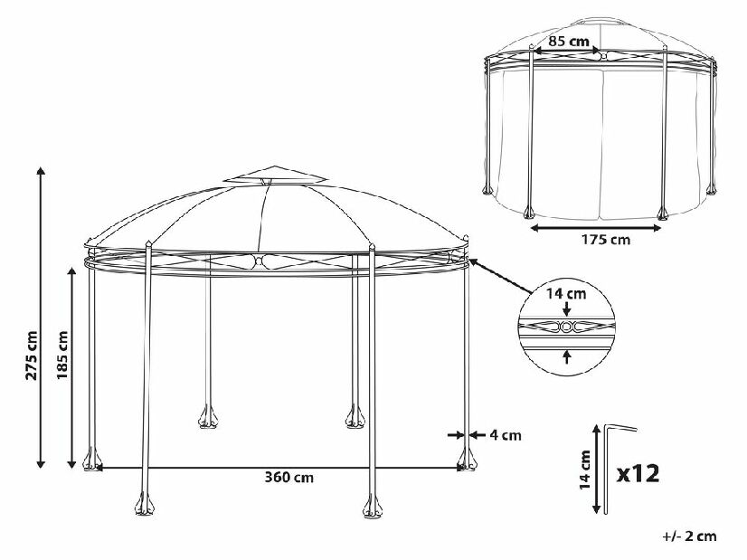 Kerti pavilon SAFOR (sötétszürke)