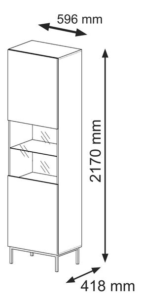 Vitrin 1DS Rowanna (fehér + fekete)
