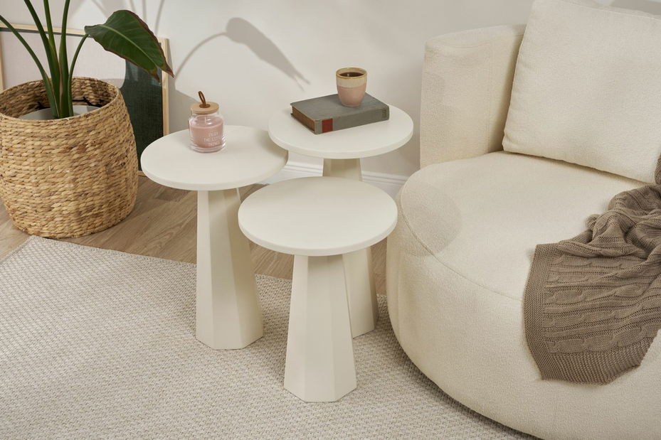 Set 3ks. príručných stolíkov Lilia (biela)