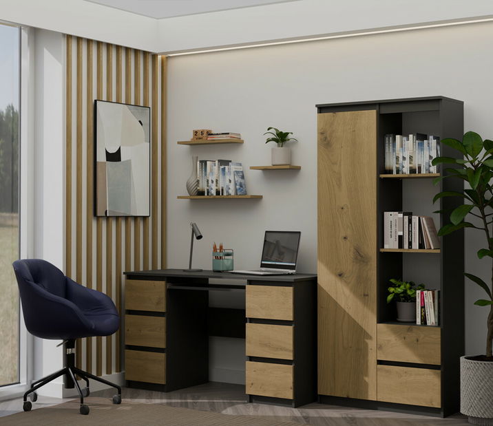 Masă PC Kwazulu 1 (antracit + stejar artisan)