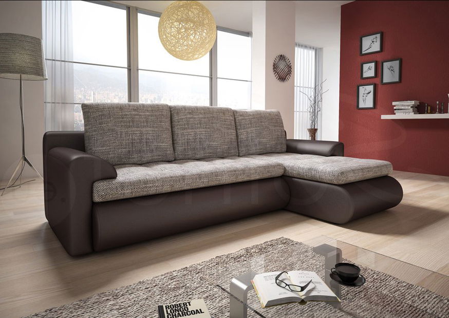 Rohová sedačka Bowson (hnedá + cappuccino) (P)