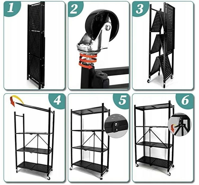 Kuchynský regál na kolieskach Ricos 1 (čierna)
