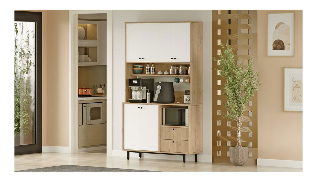 Ormar s policama Rebutia 7 (hrast + bijela)