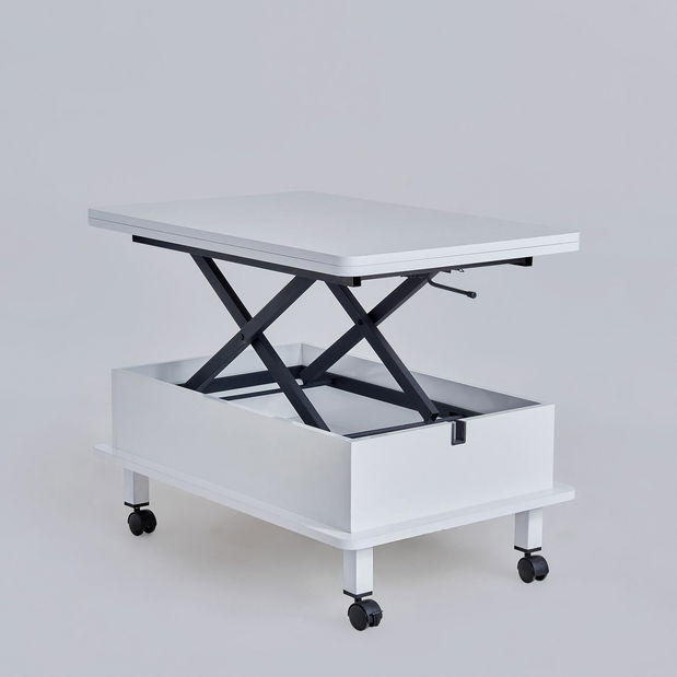 Konferenčný stolík na kolieskach Helsin (biela)