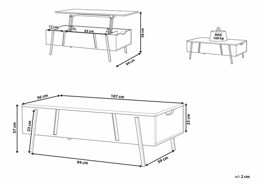 Masă de cafea Bidar (lemne deschis)