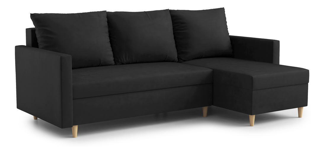 Rohová sedacia súprava Ronaldo (P) (čierna)