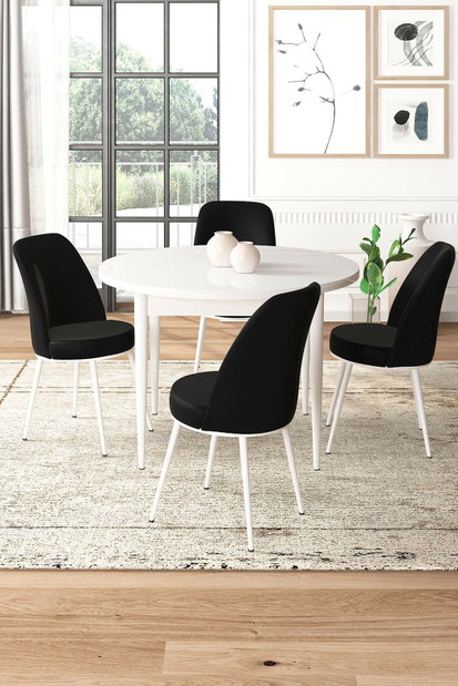 Set dining Torra (alb + negru) (pentru 4 persoane)