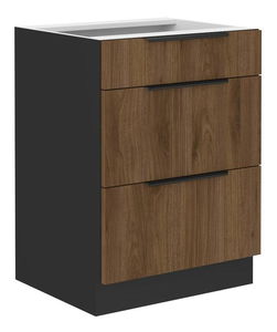 Donji kuhinjski ormarić Manana 60 D 3s BB (korpus: crna mat + front: orah okapi)