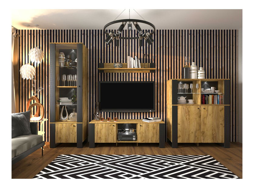 Vitrina Wendigo (hrast craft zlatni) 