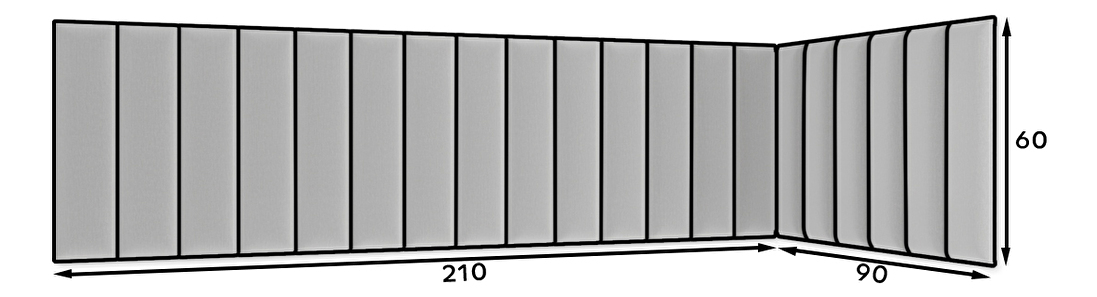 Set 20 panouri tapițate Quadra 210x90x60 cm (Verde)