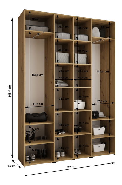 Dulap de haine 190 cm Carmela 50-1 (alb + Negru)