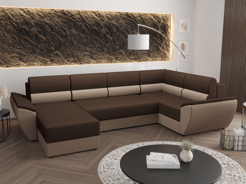 Kutna garnitura u obliku slova U Radiant Long (tamnosmeđa + bež) (D)