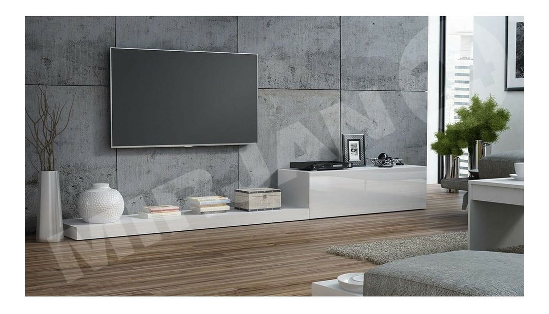 Masă TV Mirjan Rosalie (Alb + Alb lucios )