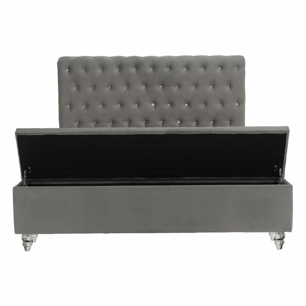 Pat matrimonial 160 cm Angi (gri) (cu somieră) 