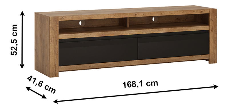 Masă TV Lacetta HAVF02 (stejar lefkas închis + negru)