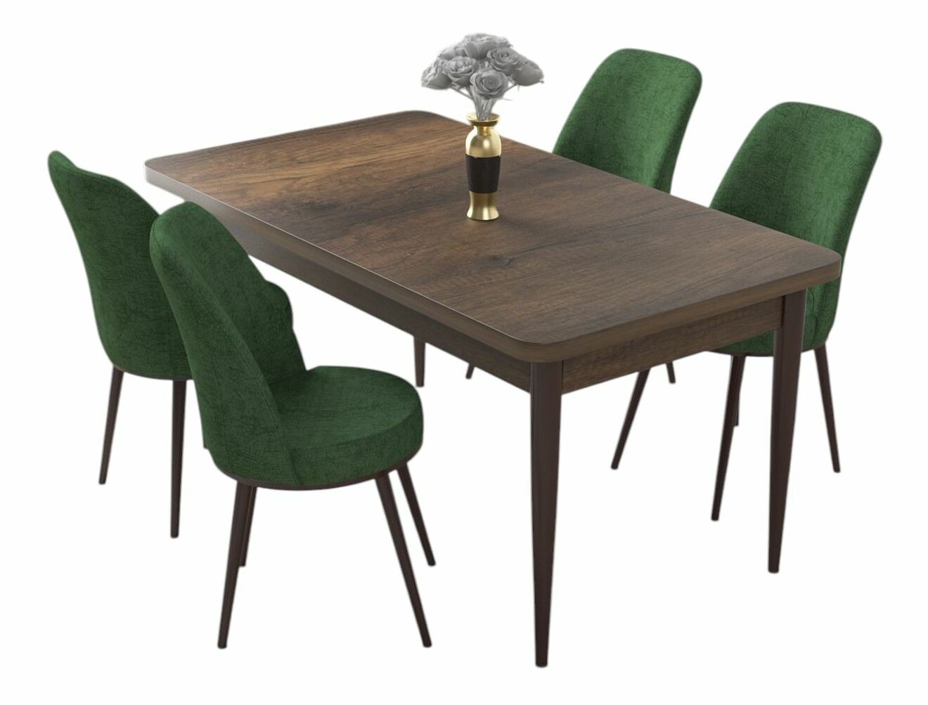 Jedálenský set Nilla (orech barokový + zelená) (pre 4 osoby)