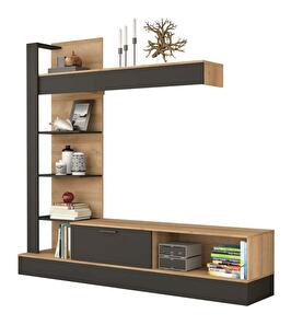 Mobilier living GELUHA (stejar riviera + negru)