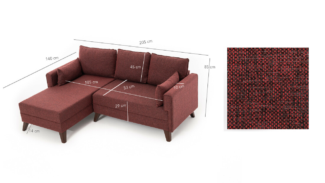 Sofa na razvlačenje Bellina (bordo) (L)