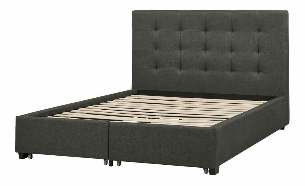 Manželská posteľ 140 cm ROLLA (s roštom a úl. priestorom) (tmavosivá)