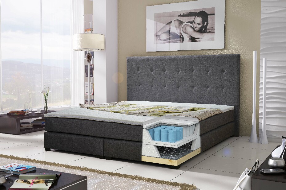 Kontinentálna posteľ 160 cm Caserta (biela) (s matracmi)