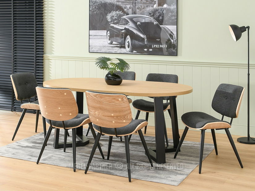 Stolička Grimo (dub + grafit + čierna)