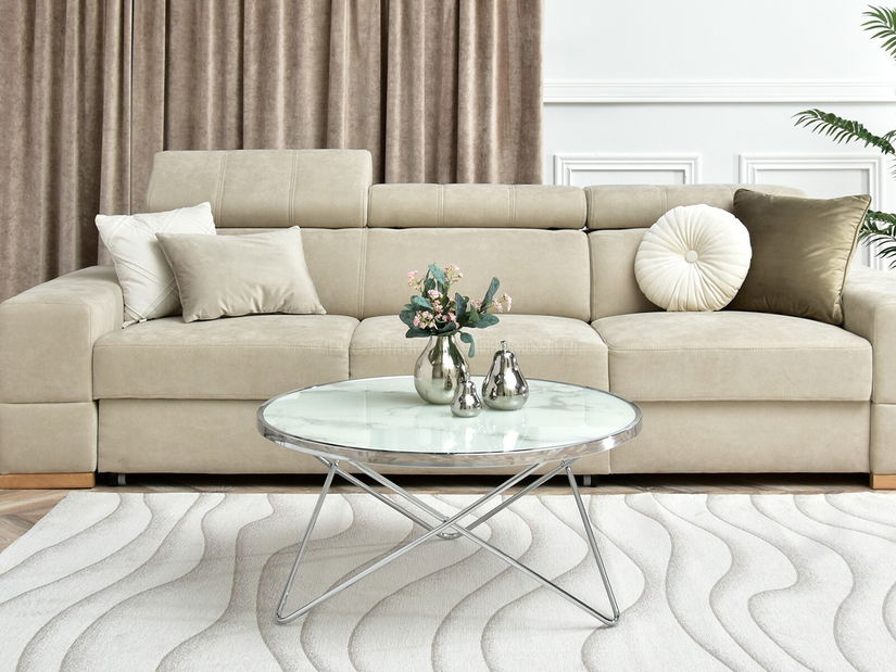 Dohányzóasztal Armin Xl (fehér márvány + króm)