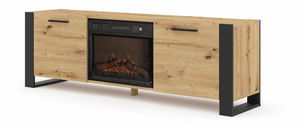 TV stolić/ormarić s kaminom Nulakka (hrast artisan + crna)