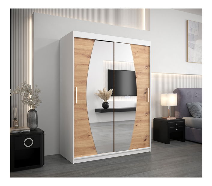 Ormar za garderobu 150 cm Eclipse (bijela mat + hrast artisan)