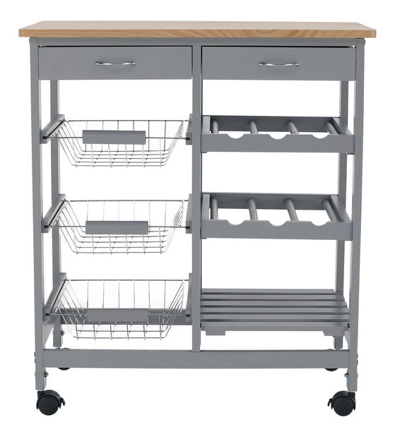 Kolica za posluživanje Brooke (siva + prirodna)