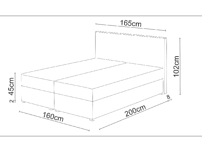 Pat matrimonial Boxspring 160 cm Fade 4 Comfort (Negru) (cu saltea și sp. depozitare)