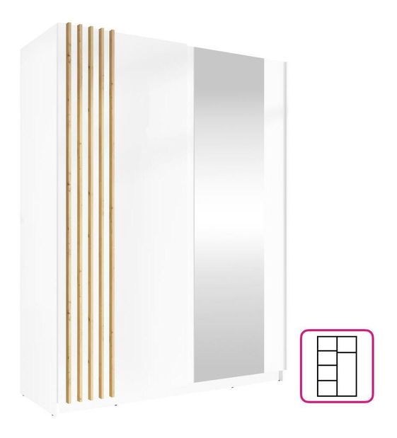 Dulap de haine Bogota 1 (alb + stejar artisan)