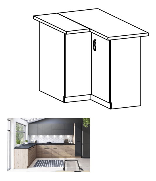 Donji kutni kuhinjski ormarić D90N Langari (hrast artisan)