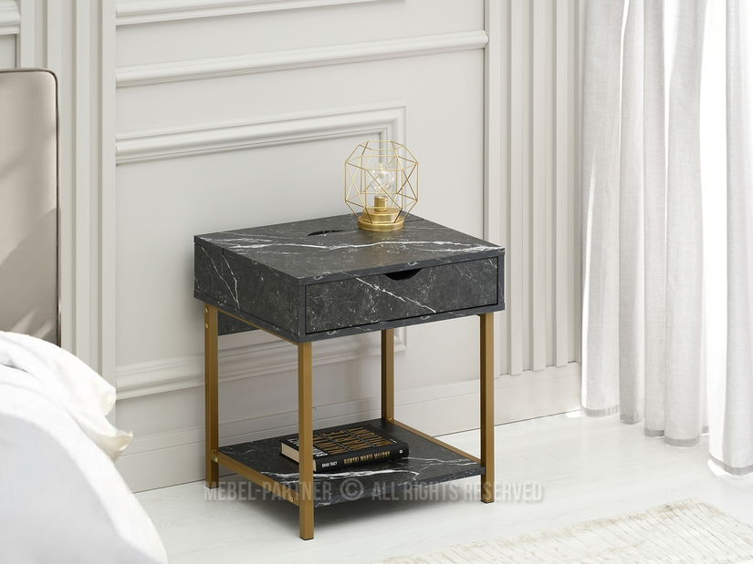 Éjjeliszekrény Emmo (fekete márvány + arany)