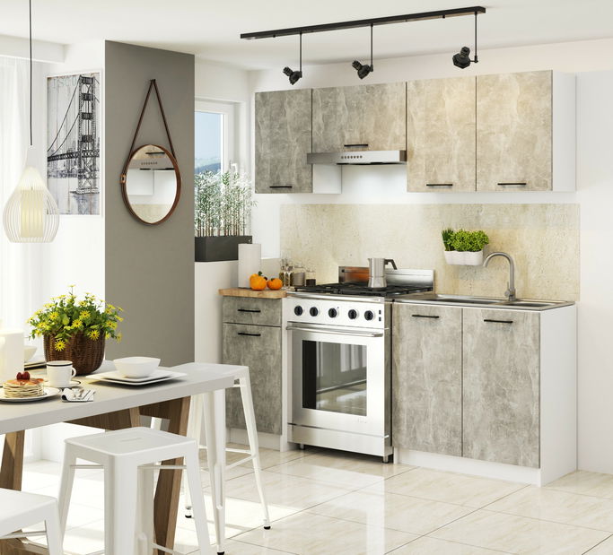 Dulap superior de bucătărie Ozara W80 H580 (alb + beton)