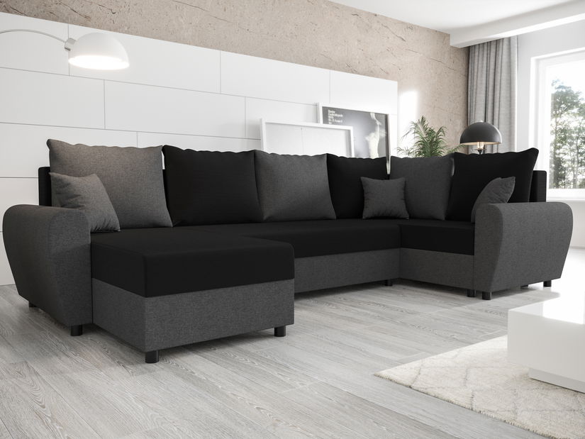 U alakú sarokkanapé Fleur Long (fekete + szürke) (J)