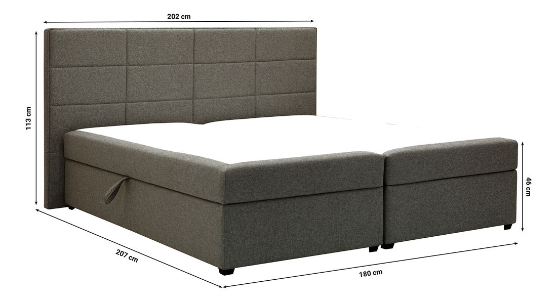 Pat matrimonial Boxspring 180 cm Revenant (maro) (cu somieră și saltea) (cu sp. depozitare)