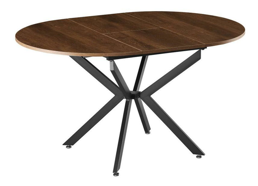 Masă de sufragerie extensibilă Amero (stejar închis + negru) (pentru 4-6 persoane)