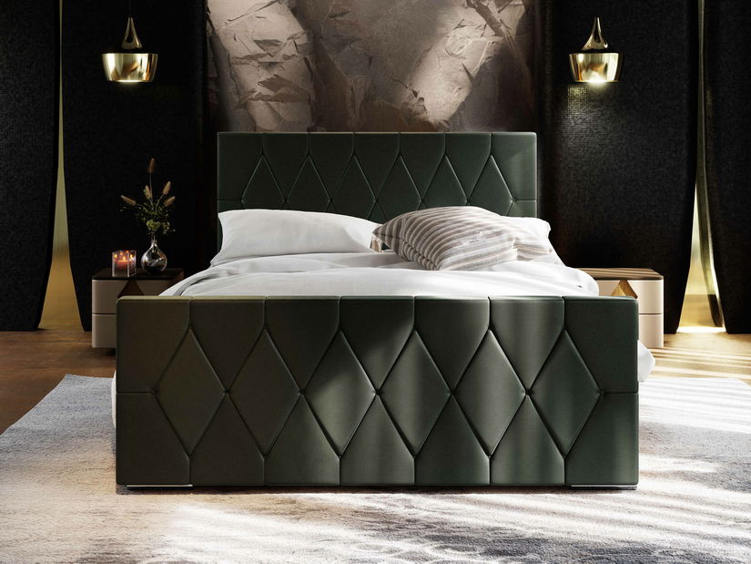 Pat matrimonial 160 cm Alex (gri închis) (cu somieră și sp. depozitare)