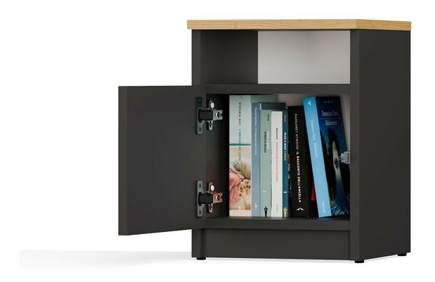 Nočný stolík Gustaban 2 (antracit + dub artisan)